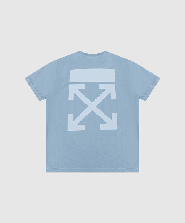 Off-White Дитяча блакитна футболка з принтом логотипа Off 44GAA001S26J009 зображення 2