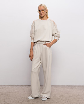 Brunello Cucinelli Свитшот цвета айвори с цепочкой мониль MN05NB2R00