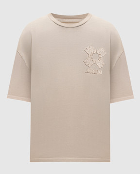 AMIRI Бежева футболка з логотипом та емблемою AMTOJR1029