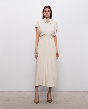 Brunello Cucinelli Бежевое платье с леном MH126A5426