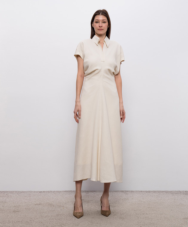 Brunello Cucinelli Бежевое платье с леном MH126A5426 изображение 3