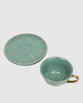 Bitossi Home Зелена порцелянова чашка для кави з блюдцем FTB00512