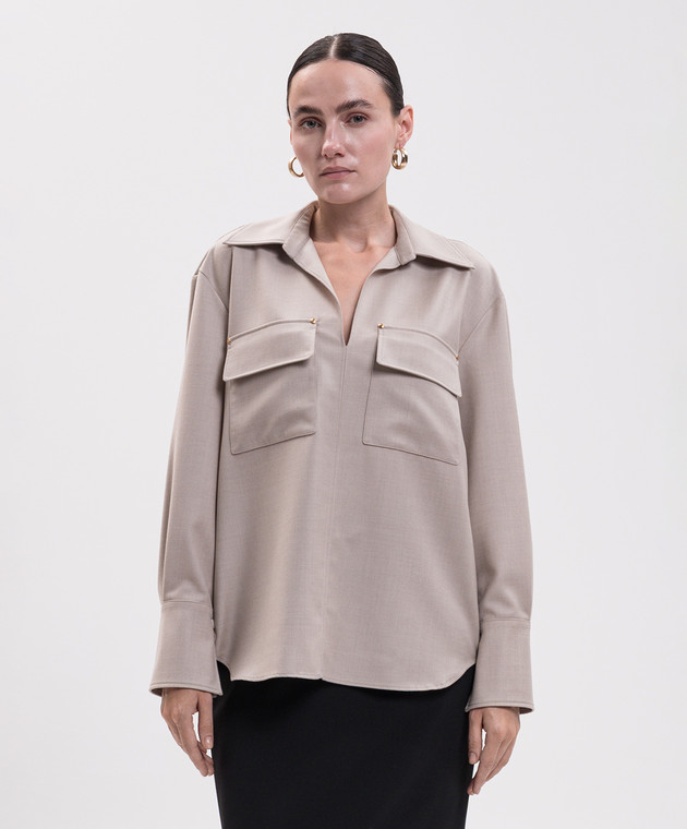 Agnona Бежева сорочка з вовни TD1202YU1142 зображення 2