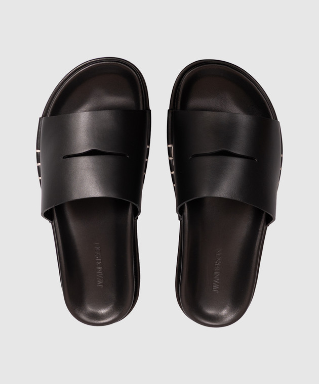 JW Anderson Черные кожаные шлепанцы Fussbett SL0018LA0232 изображение 4