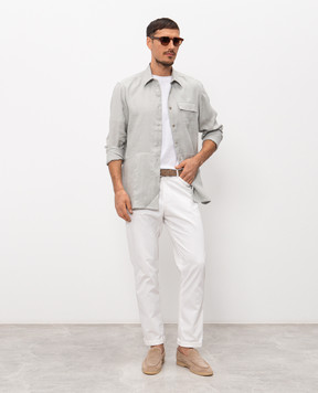 Kiton Серая рубашка из льна UMCBUBAH09690