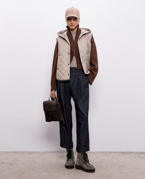 Brunello Cucinelli Бежевая футболка с кашемиром и шелком с люрексом M41810000P