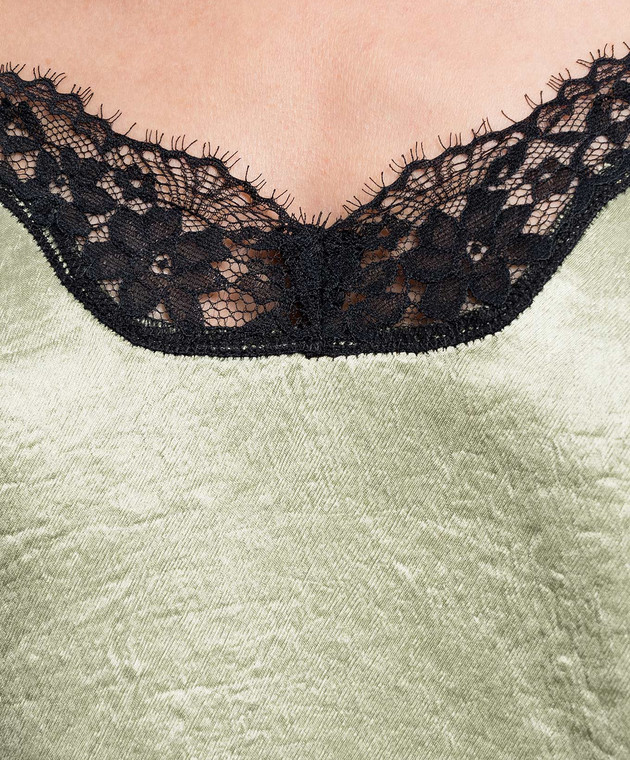 Twinset Зеленый топ с кружевом 262TP2112 изображение 5