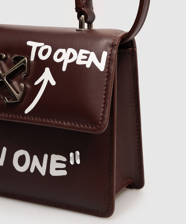 Off-White Бордовая кожаная сумка Jitney Baby OWWNP13F26LT01 изображение 4