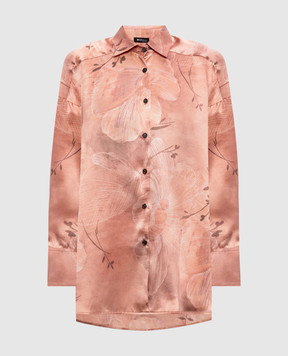 Kiton Розовая блуза из шелка в цветочный принт D52431K0873G