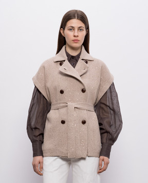 Brunello Cucinelli Бежевий жилет з поясом MDV752716