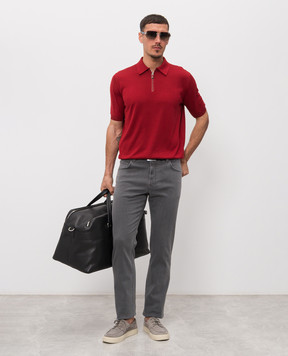 Stefano Ricci Червоне поло із шовку зі шкірою крокодила K616006Z41F26102