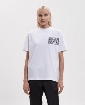Off-White Белая футболка с вышивкой логотипа 2FA00556T