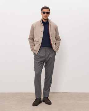 Brunello Cucinelli Синій кардиган з вовни та кашеміру M2400106