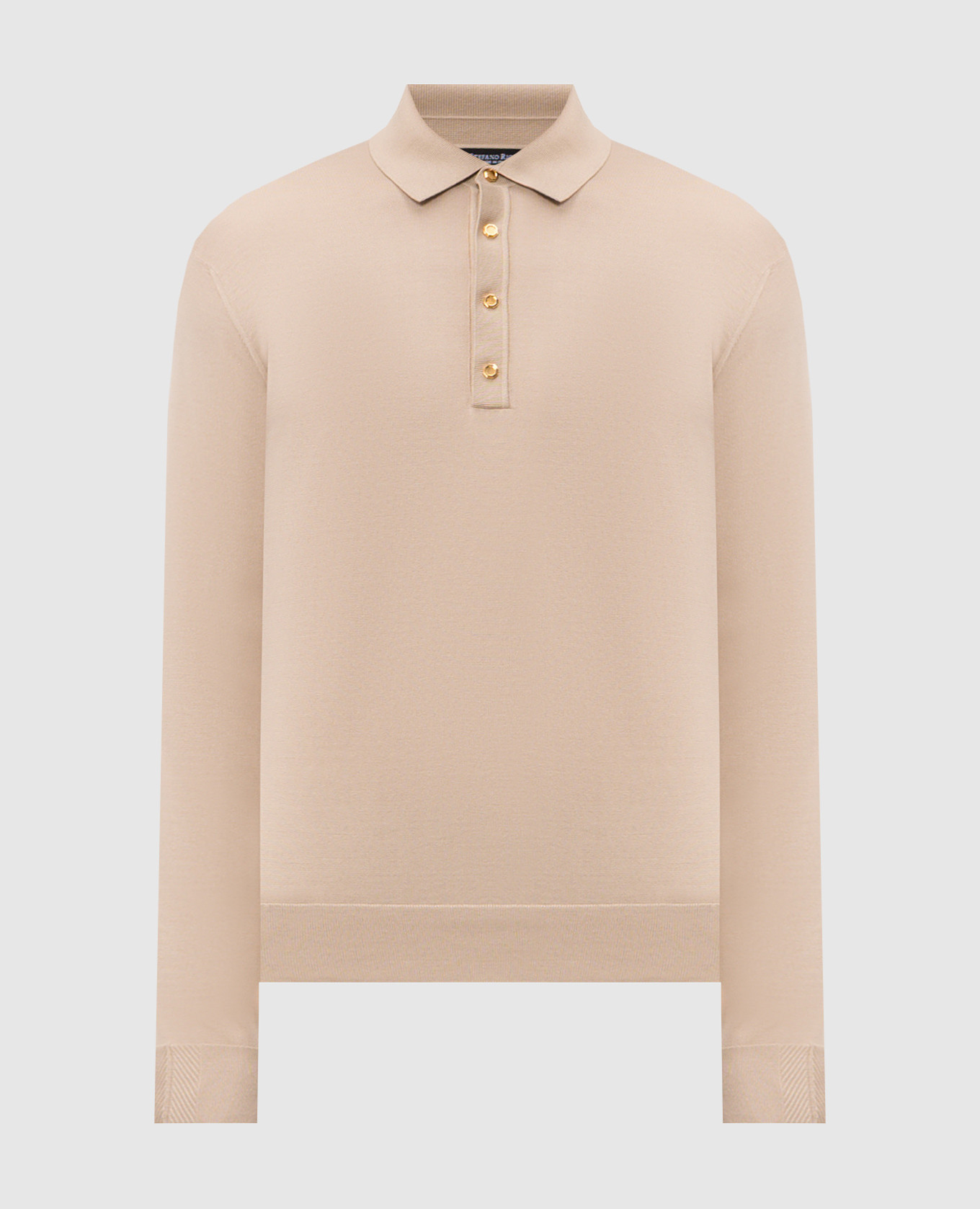 Бежевое поло с длинными рукавами с шелком
