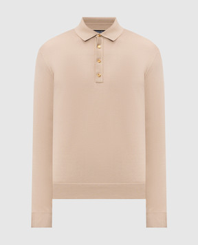 Stefano Ricci Бежеве поло з довгими рукавами з шовком K616440P34F26109