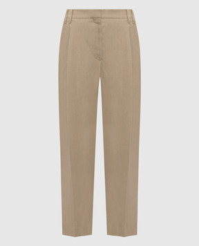 Brunello Cucinelli Коричневі штани з льоном MH126P8292