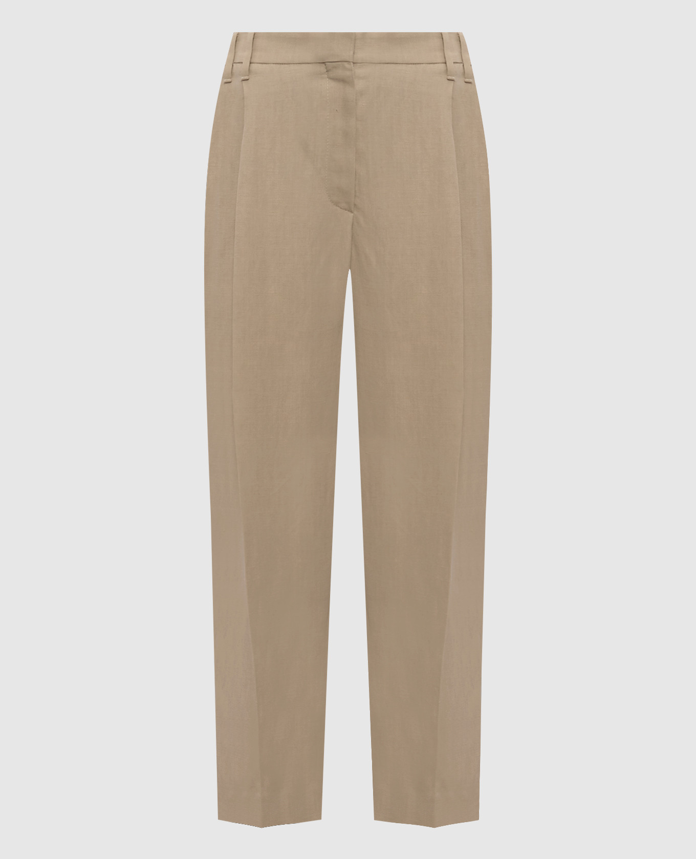 Коричневі штани з льоном