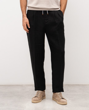 Brunello Cucinelli Брюки черного цвета из льна M243DE1710