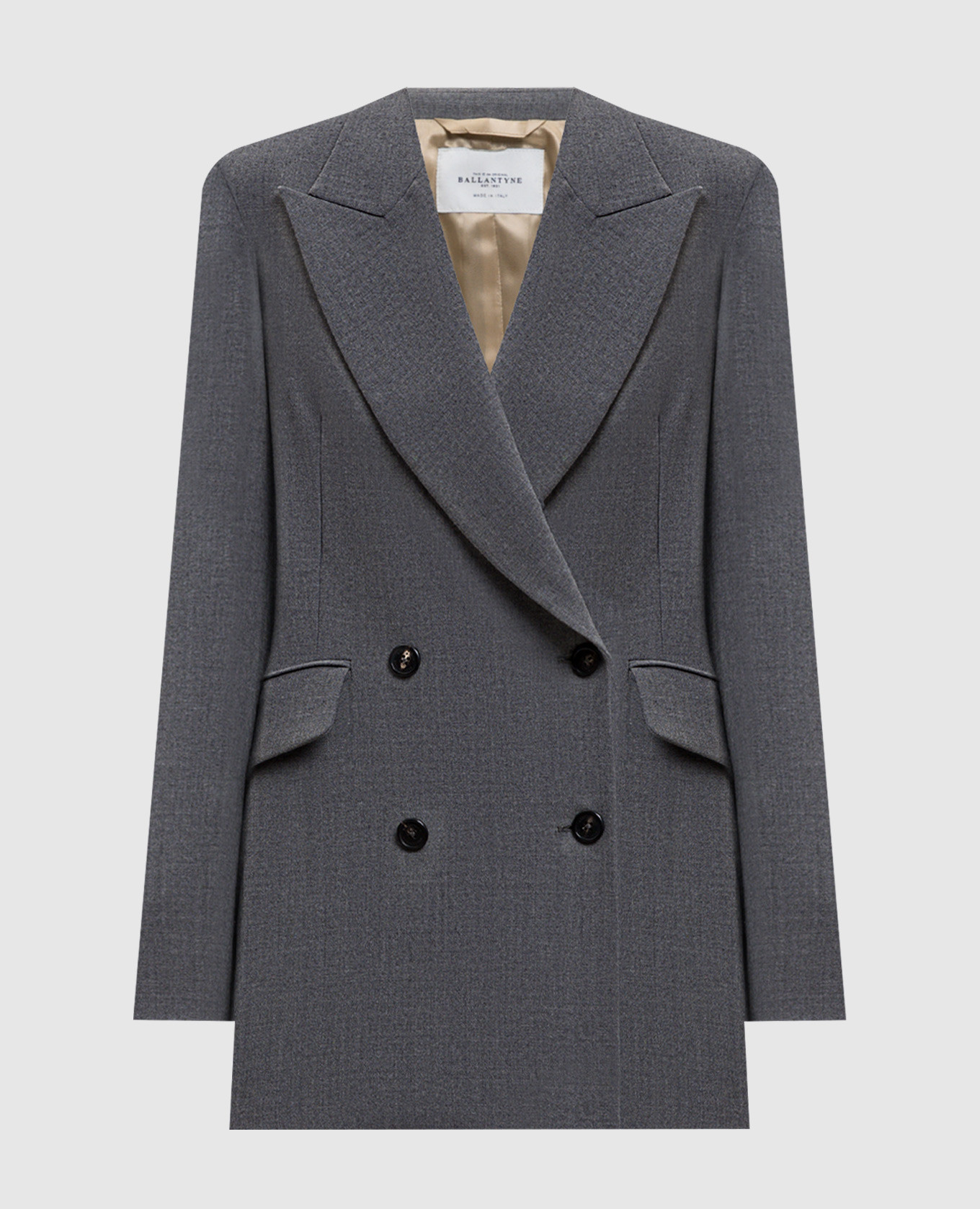 

Серый двубортиный жакет из шерсти, Жакеты