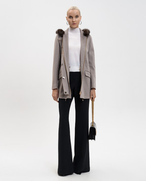 Heresis Серый парк из шерсти с мехом соболя P5380ZIG400