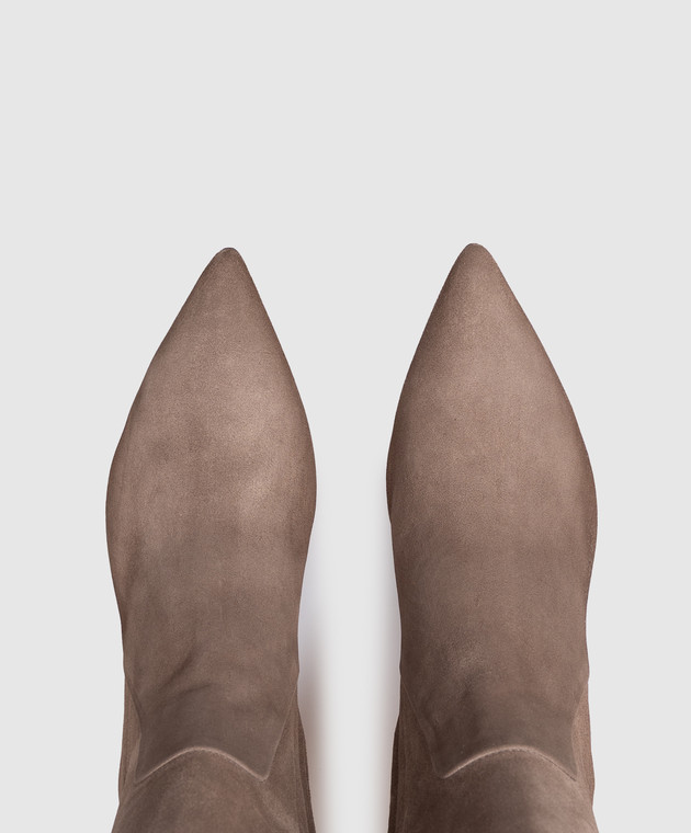 Santoni Бежевые замшевые сапоги WSLQ72436HI2SAEA изображение 4