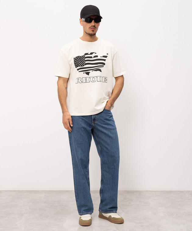 Rhude Футболка цвета айвори с принтом RHSS26TT08012 изображение 2