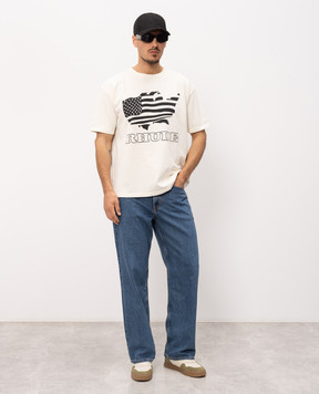 Rhude Футболка кольору айворі з принтом RHSS26TT08012