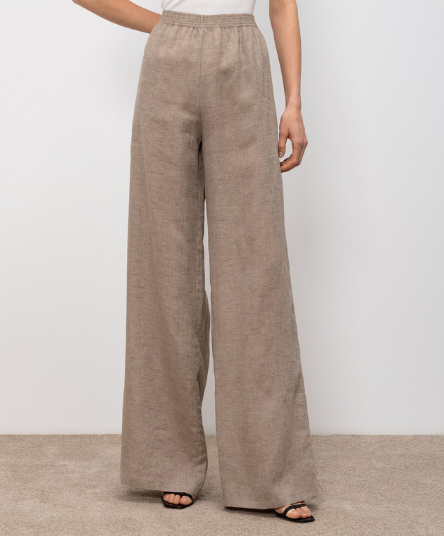 Fabiana Filippi Коричневые брюки из льна PAD276F291M131 изображение 3