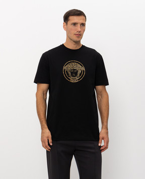 Versace Чорна футболка з вишивкою Medusa 10264521A18773