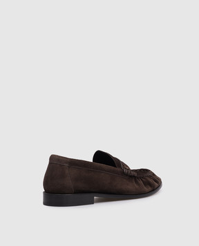 Saint Laurent Коричневые замшевые лоферы CASSANDRE 8394712W5AC