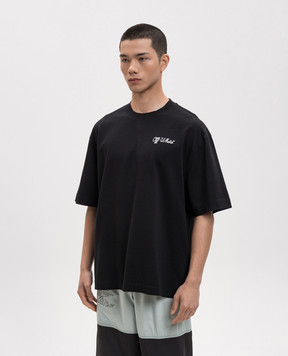 Off-White Чорна футболка з контрастним принтом логотипа 44MAA120C9J00D1