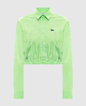 Vetements Зеленая укороченная рубашка в полоску WE76SH389ES