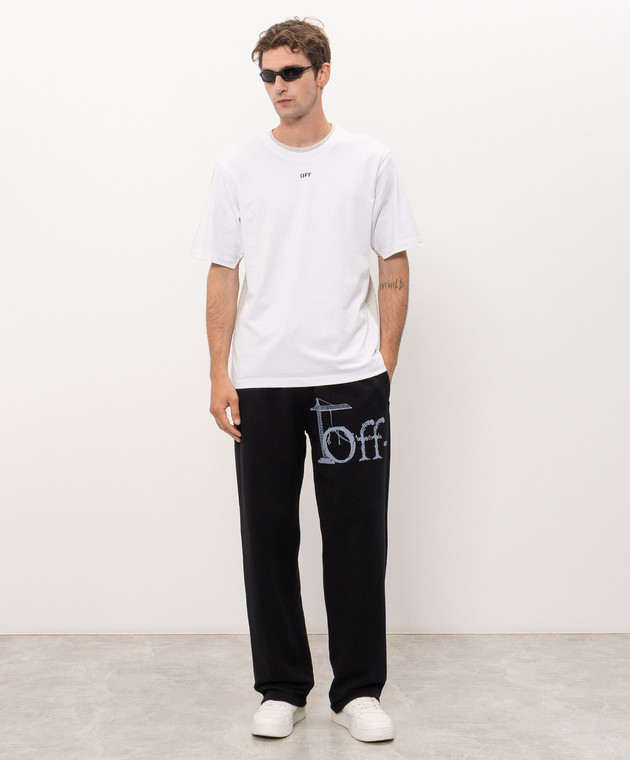 Off-White Серая меланжевая футболка с принтом логотипа 44MAA16NF26J004 изображение 2