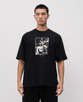 Off-White Чорна футболка Cards Painting 44MAA120F5J00T