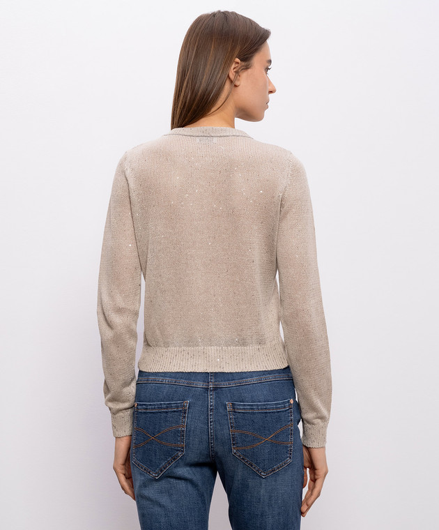 Brunello Cucinelli Бежевый кардиган из льна и шелка M10550216 изображение 4