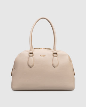 Twinset Бежева сумка-боулер з фактурним логотипом 261TB7230