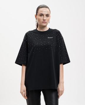 Off-White Чорна футболка з кристалами Swarovski 2AA13MS26JER001