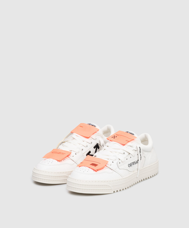 Off-White Білі комбіновані кросівки 3.0 Court з нашивками OMIA29KC99LEA001 зображення 2