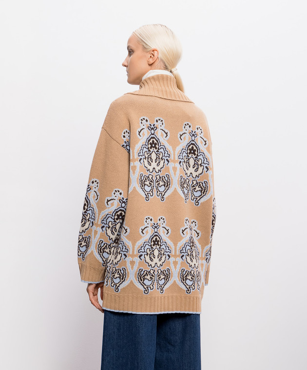 Twinset Коричневий кардиган з вовною у візерунок 262TP3484 зображення 4