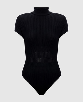 Balmain Черное боди из шерсти в рубчик HF1BC060KK06