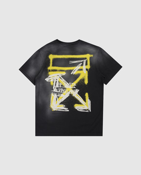 Off-White Дитяча чорна футболка з принтом Arrow Spray 44BAA002S26J00F