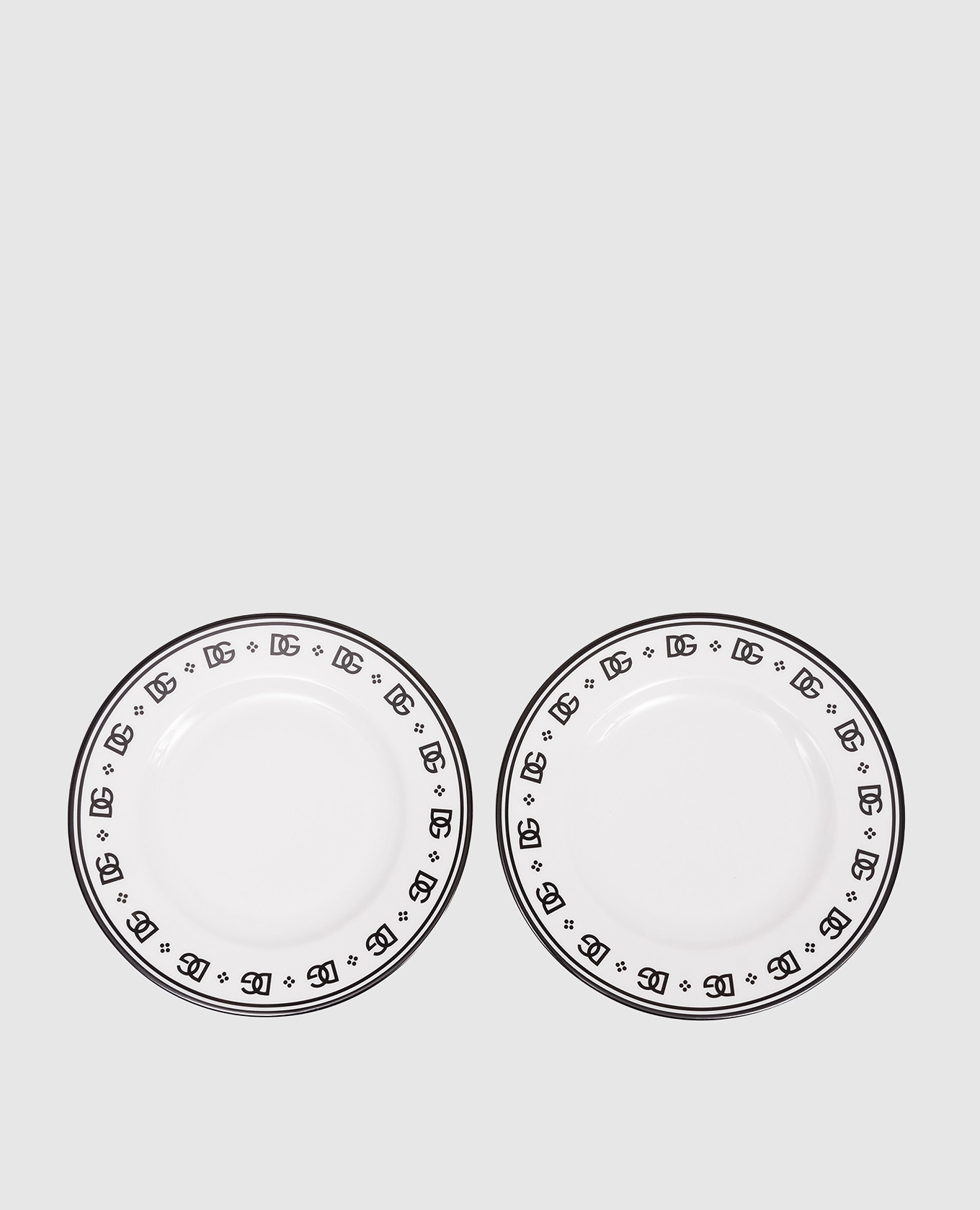 

Набор белых фарфоровых тарелок с монограммой логотипа DG, Белый, Посуда