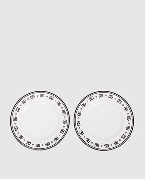 Dolce&Gabbana Набір білих порцелянових десертних тарілок з монограмою логотипа DG TC0S03TCALH