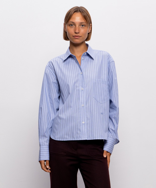 Victoria Beckham Голубая рубашка Ellys в полоску 1326WSH007474G изображение 3