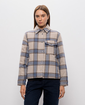 Woolrich Бежева пухова куртка в клітинку CFWWOS2028FRUT3046