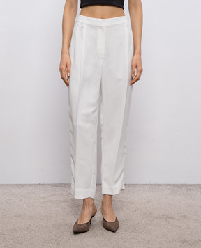 Brunello Cucinelli Белые брюки с леном с цепочкой мониль MH126P8292