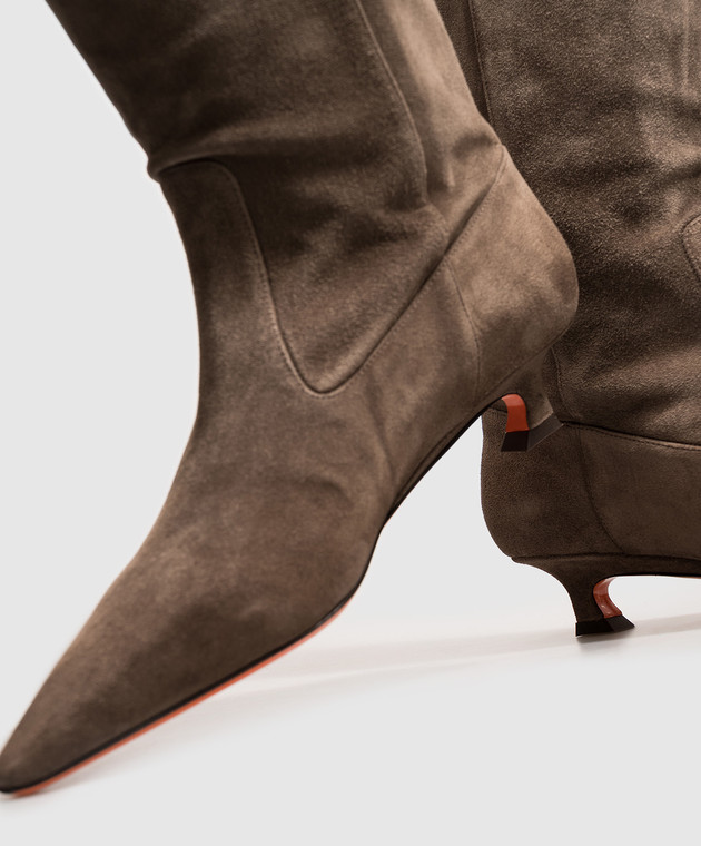 Santoni Коричневі замшеві ботфорти WSTI72408HI2SAEA зображення 5