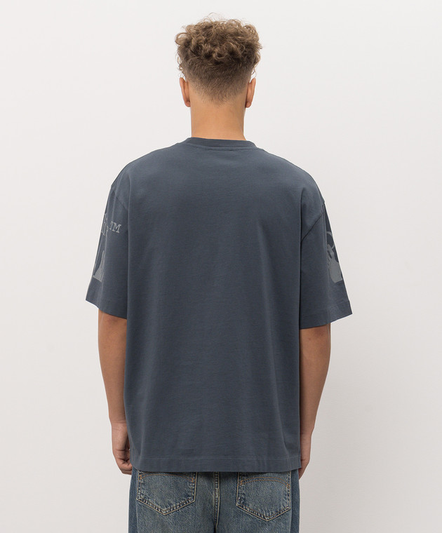 Off-White Синяя футболка с брендовым принтом Swimming 44MAA120F26J004 изображение 4