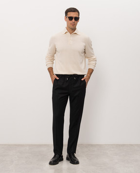 Bertolo Cashmere Черные брюки из шерсти и кашемира 000350001391