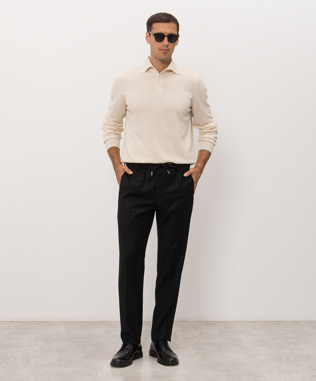 Bertolo Cashmere Черные брюки из шерсти и кашемира 000350001391 изображение 2